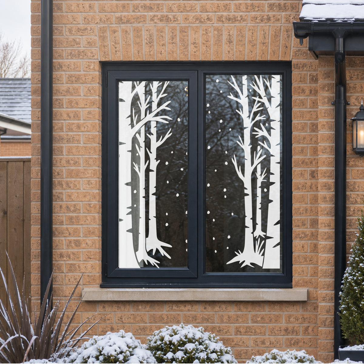 White Winter Trees Christmas Shop Window Clings