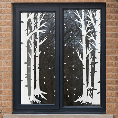 White Winter Trees Christmas Shop Window Clings