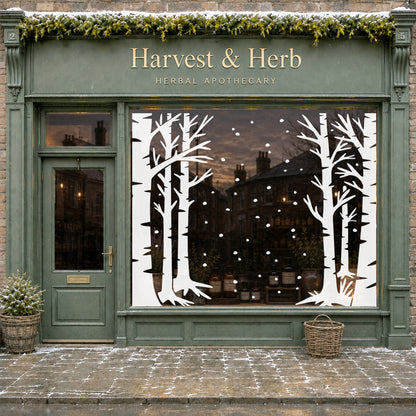 White Winter Trees Christmas Shop Window Clings