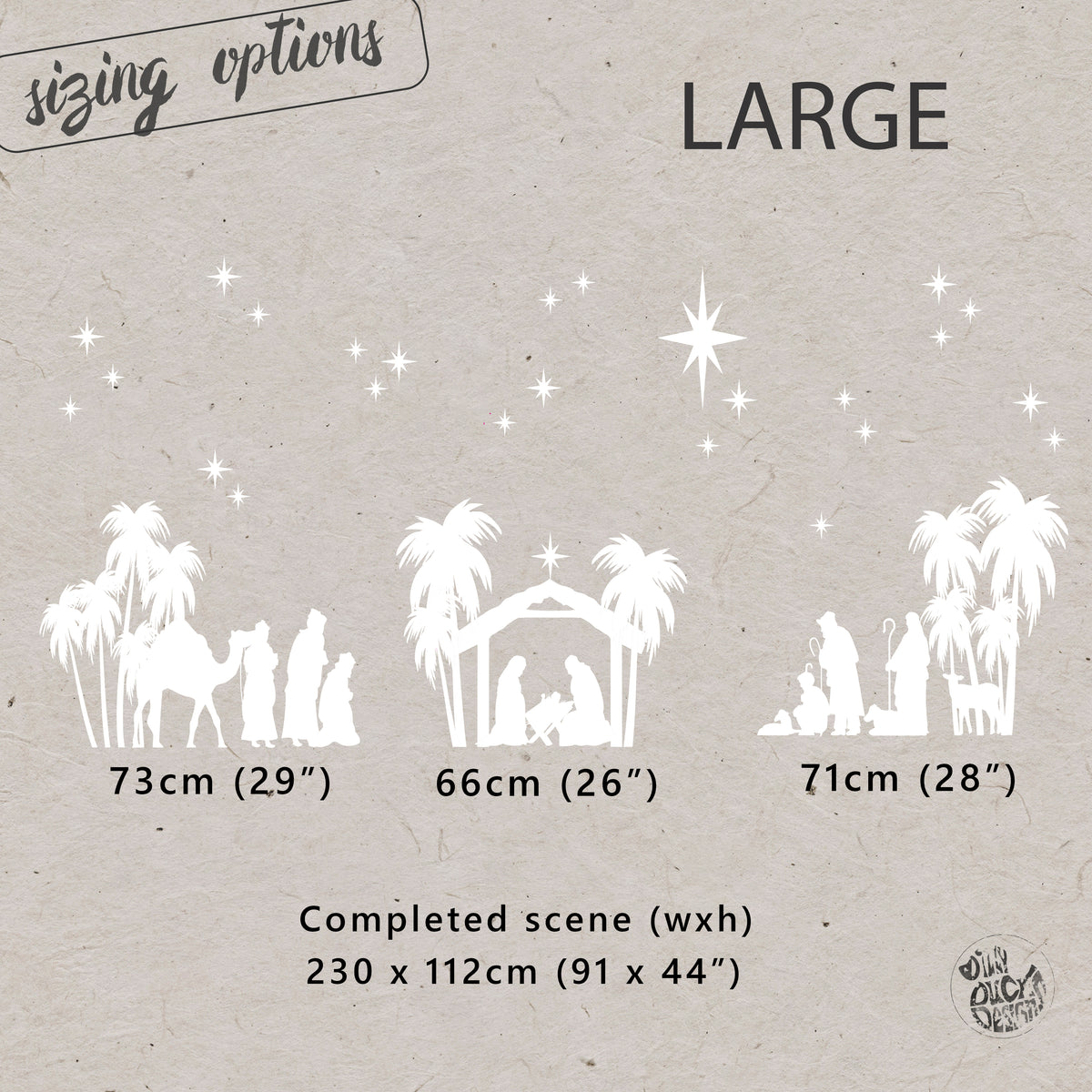 White Christmas Nativity Scene Window Decal