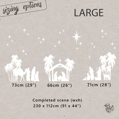 White Christmas Nativity Scene Window Decal