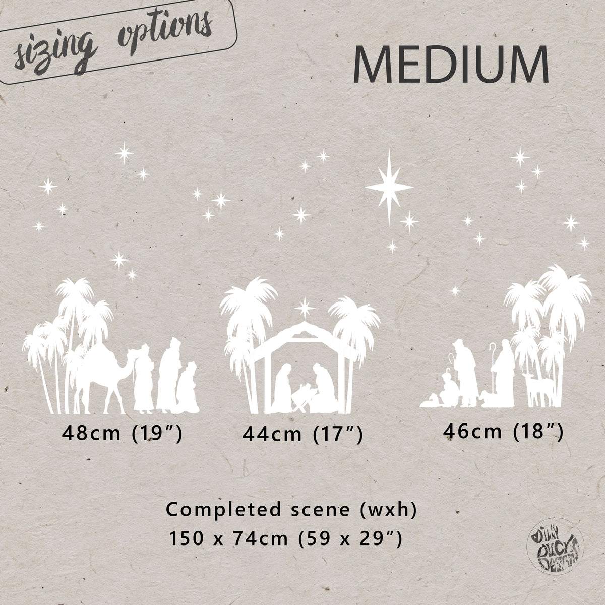 White Christmas Nativity Scene Window Decal