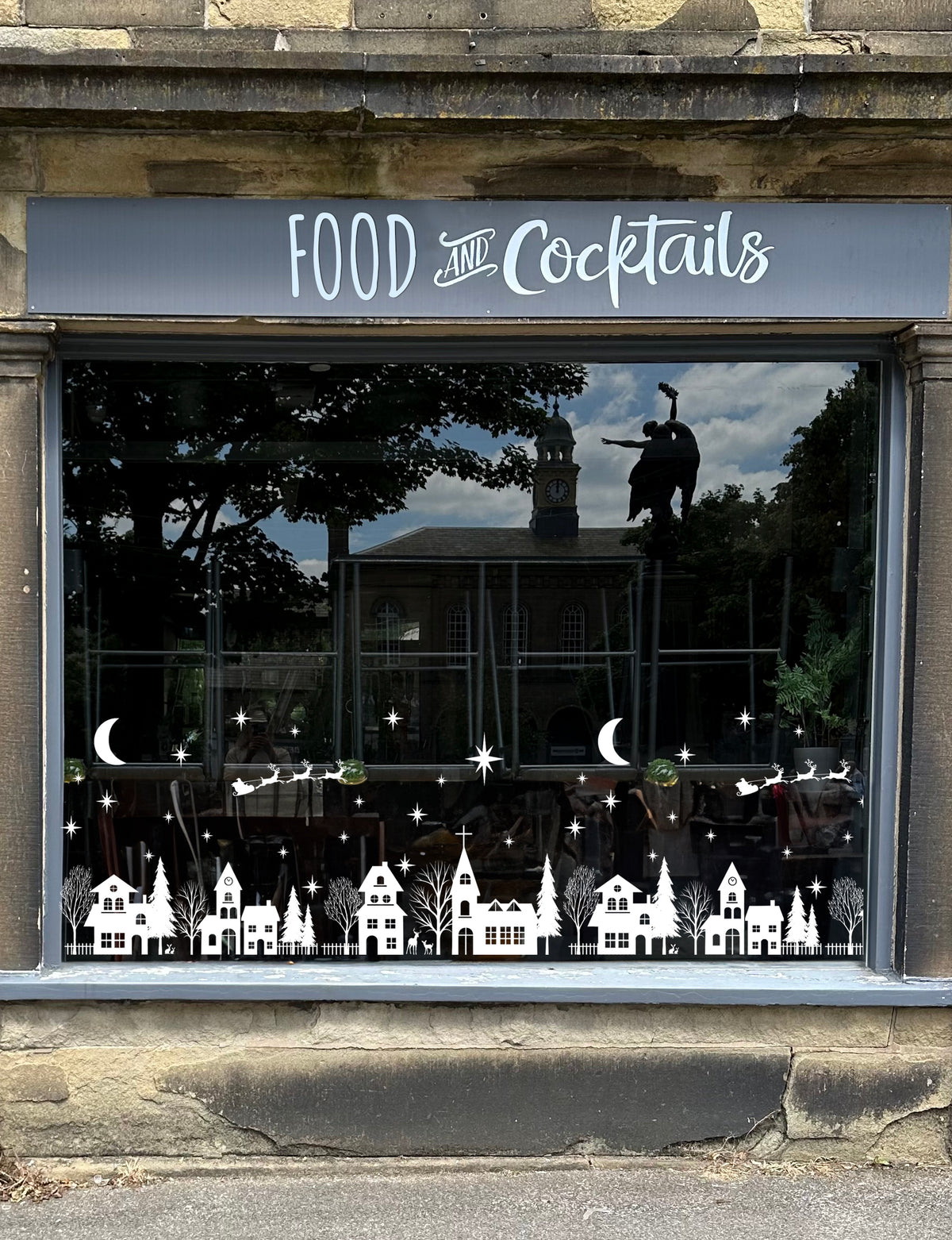 White Christmas Village Window Cling