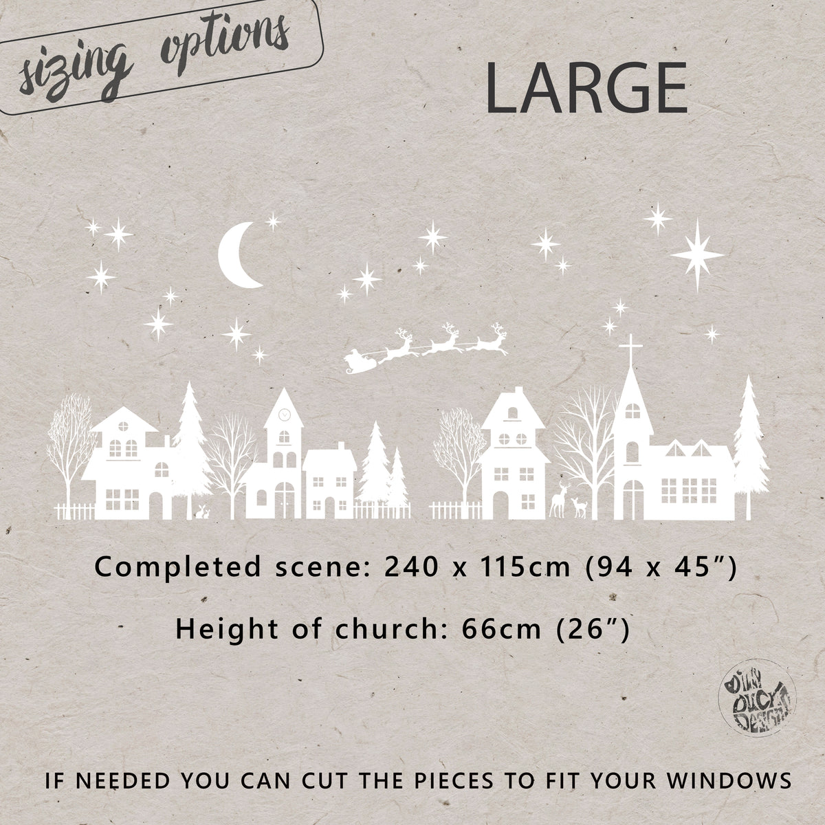 White Christmas Village Window Cling