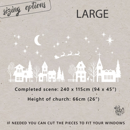 White Christmas Village Window Cling