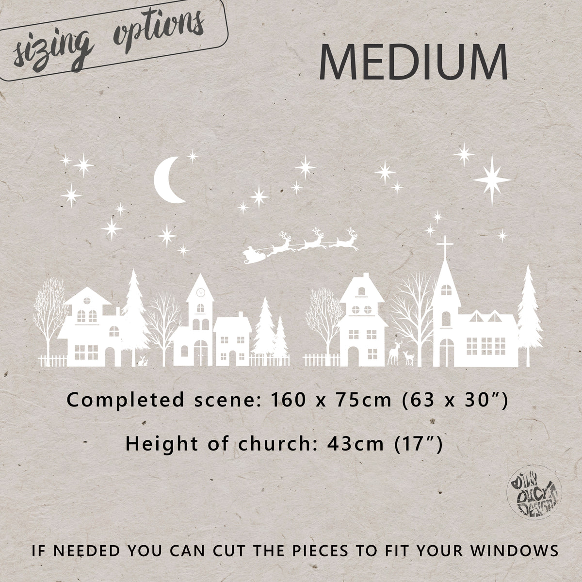 White Christmas Village Window Cling