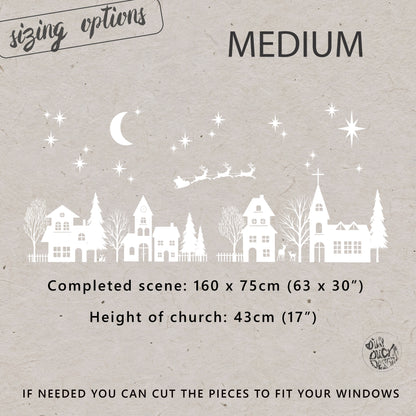 White Christmas Village Window Cling