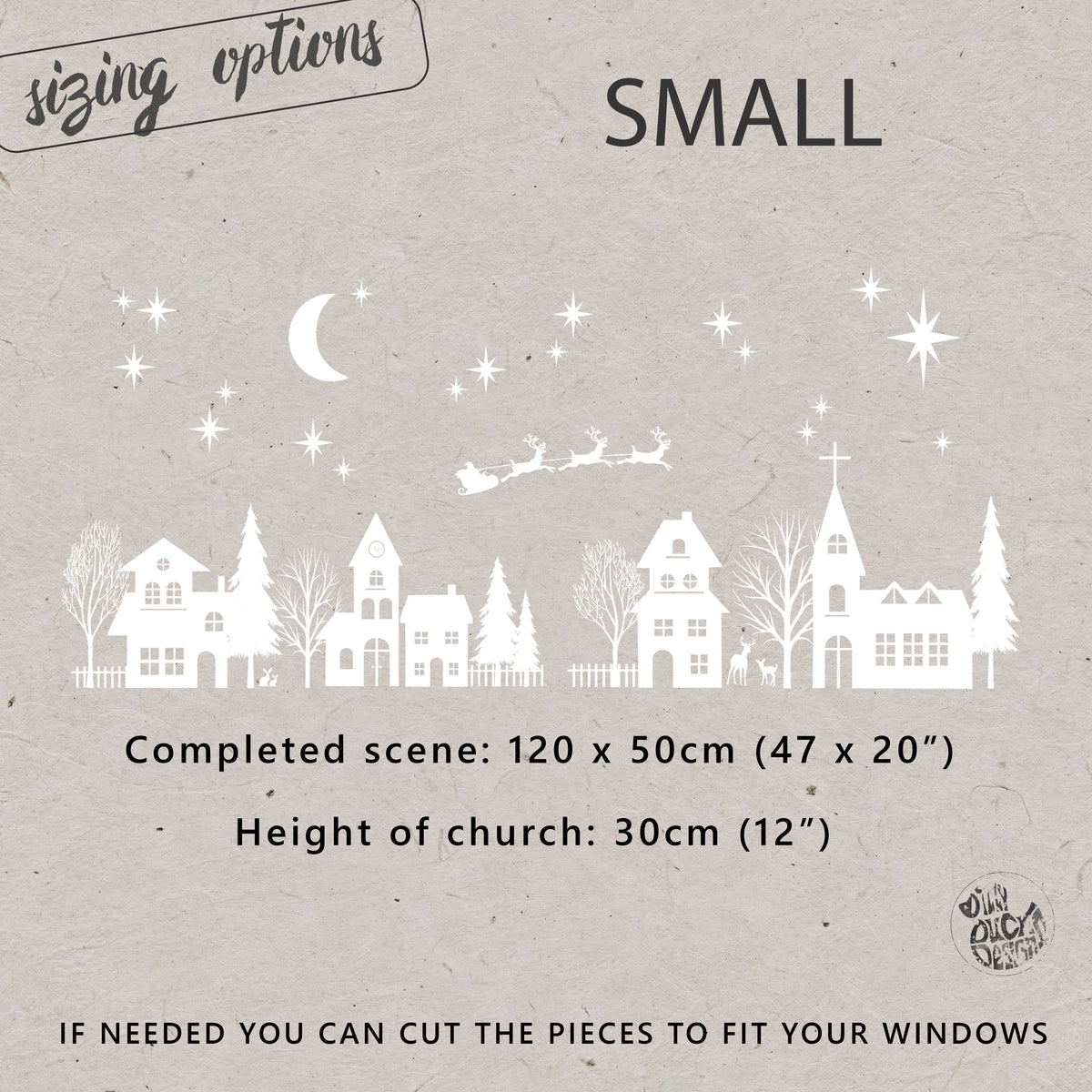 White Christmas Village Window Cling