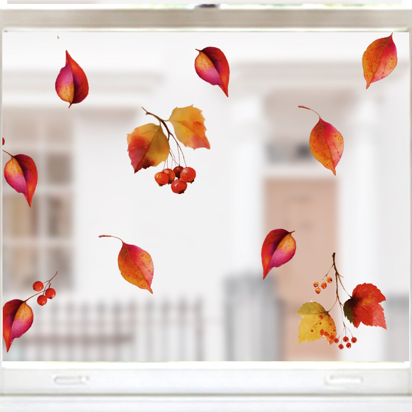 Set of 13 Autumn Leaves Window Clings - Instant Fall Seasonal Decor