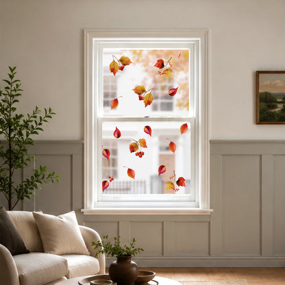 Set of 13 Autumn Leaves Window Clings - Instant Fall Seasonal Decor