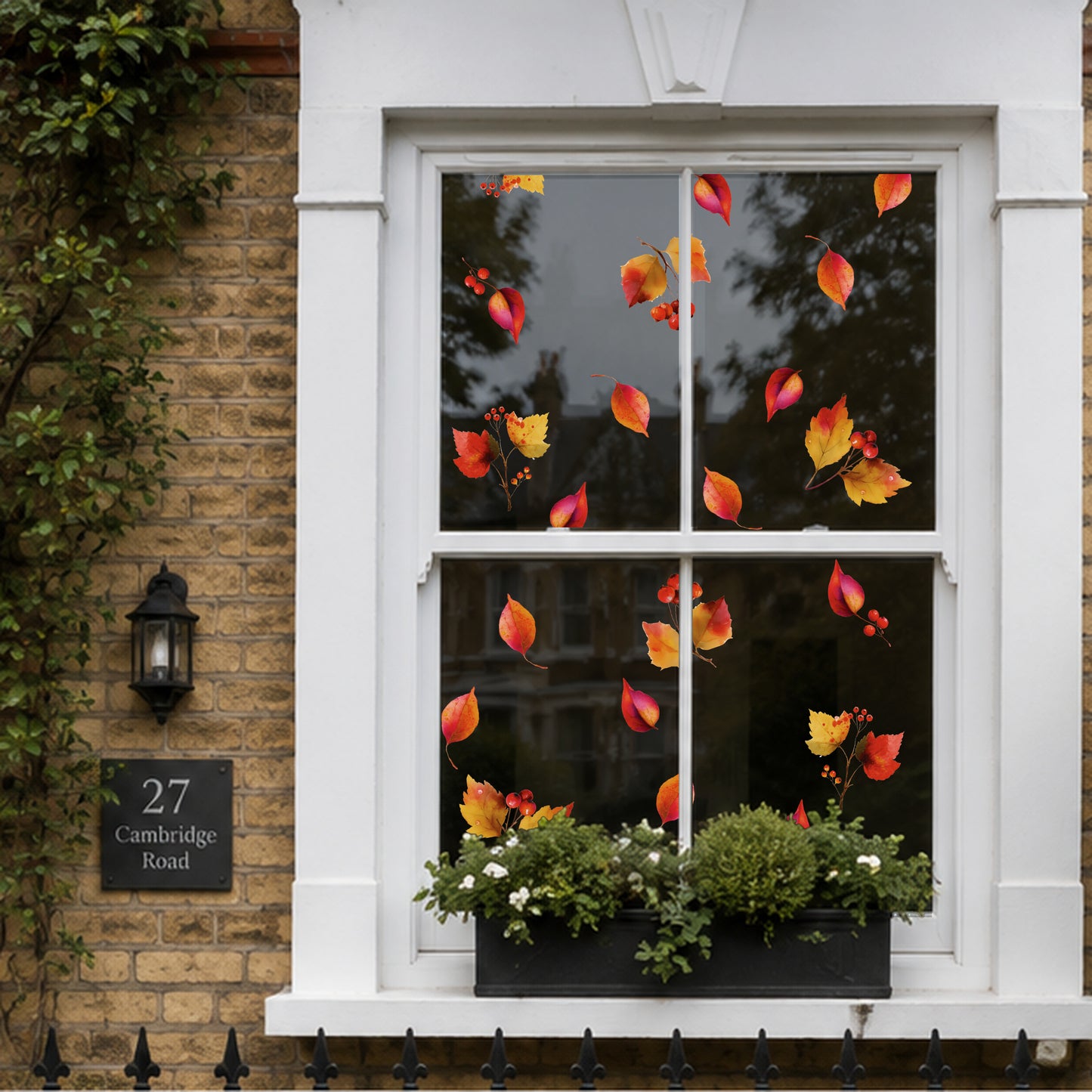 Set of 13 Autumn Leaves Window Clings - Instant Fall Seasonal Decor