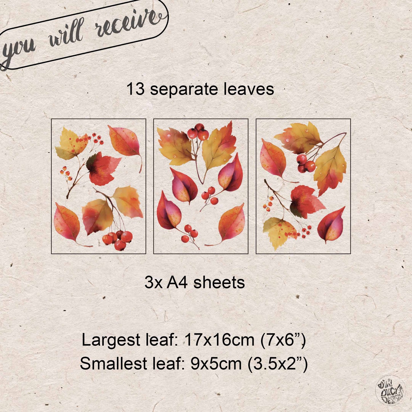 Set of 13 Autumn Leaves Window Clings - Instant Fall Seasonal Decor