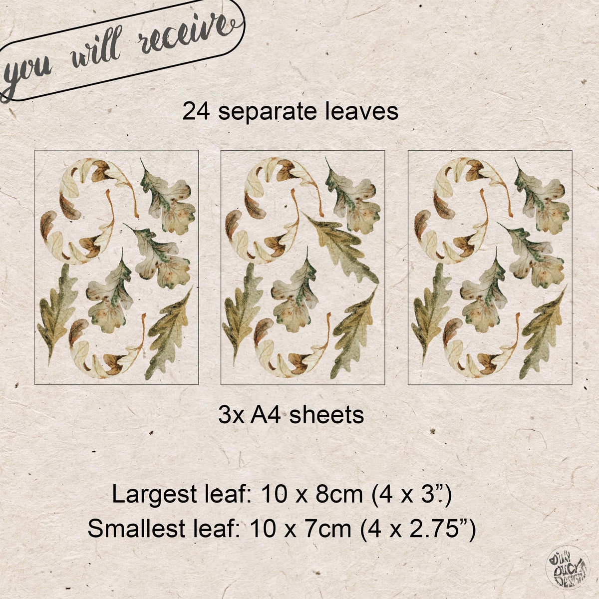 Set of 24 Autumn Woodland Oak Leaves - Reusable Window Clings