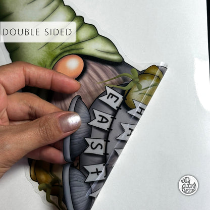 Happy Easter Green Gnome Window Decal Set