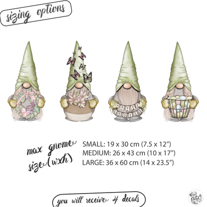 Happy Easter Green Gnome Window Decal Set
