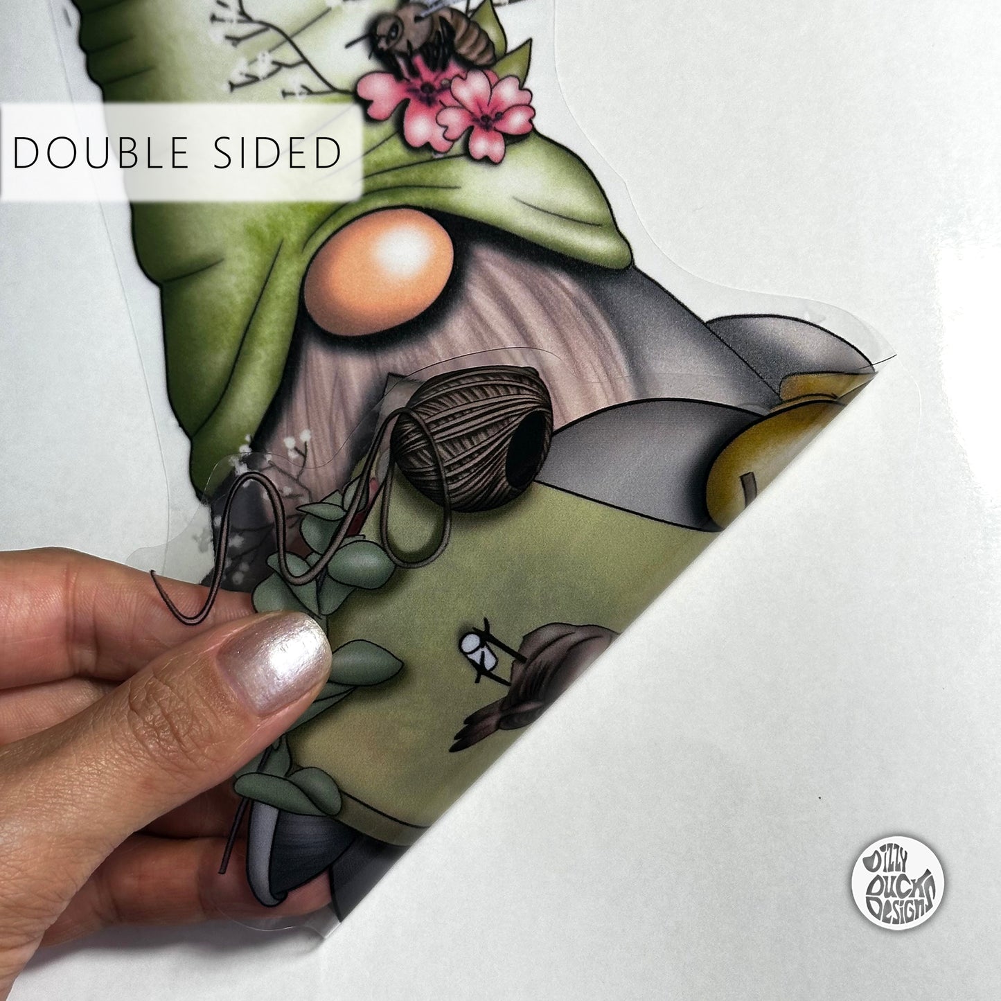 Hello Spring Green Gnome Window Decal Set