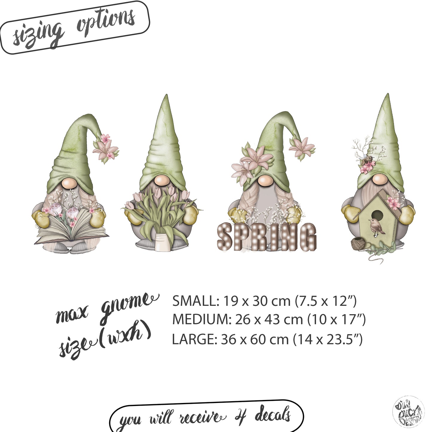 Hello Spring Green Gnome Window Decal Set