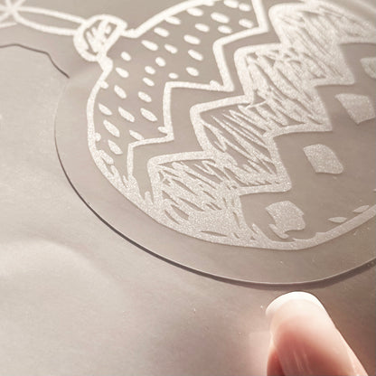 White Hand Drawn Baubles Window Decals