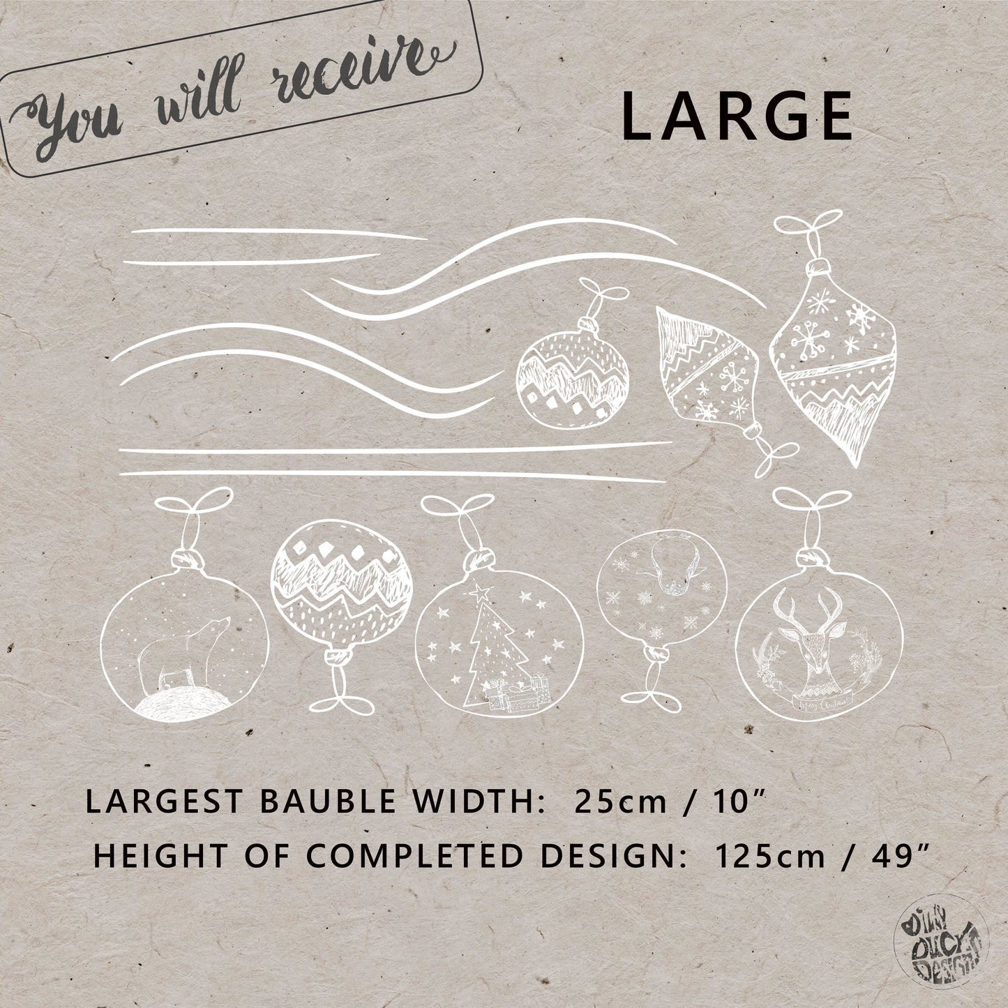 White Hand Drawn Baubles Window Decals