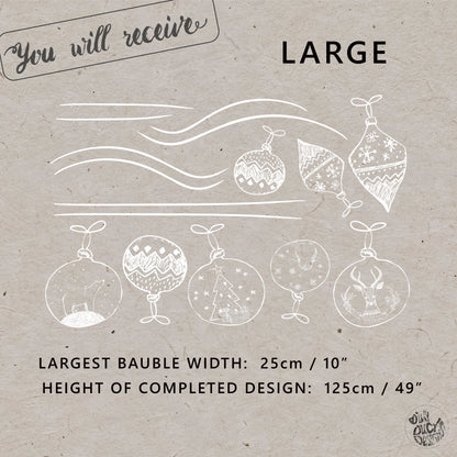 White Hand Drawn Baubles Window Decals