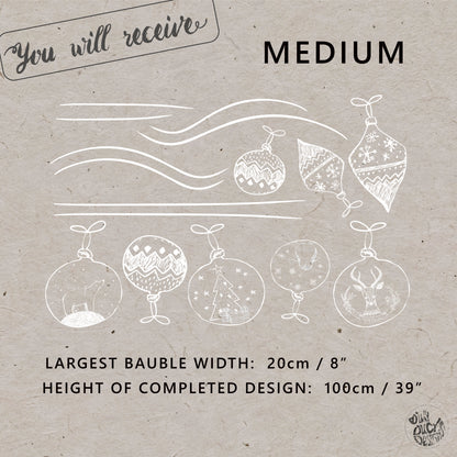 White Hand Drawn Baubles Window Decals