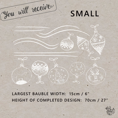 White Hand Drawn Baubles Window Decals