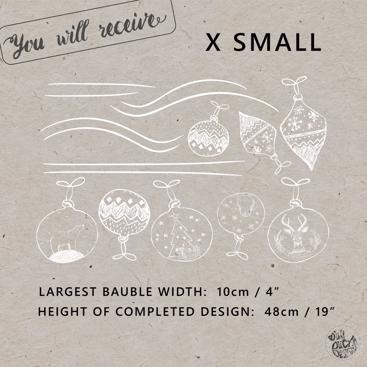 White Hand Drawn Baubles Window Decals