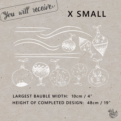 White Hand Drawn Baubles Window Decals