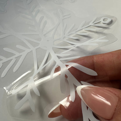 20 White Hand Drawn Snowflakes Window Decals