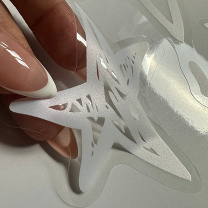 20 White Hand Drawn Star Window Decals