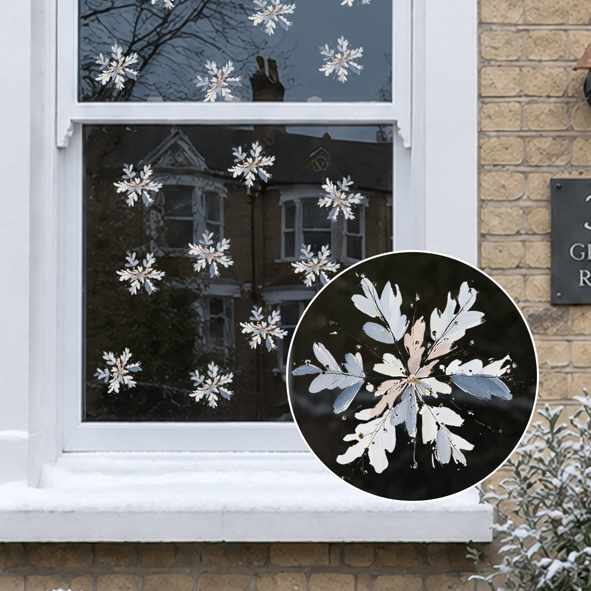 Watercolour Blue Snowflakes - Classy Christmas Window Decoration