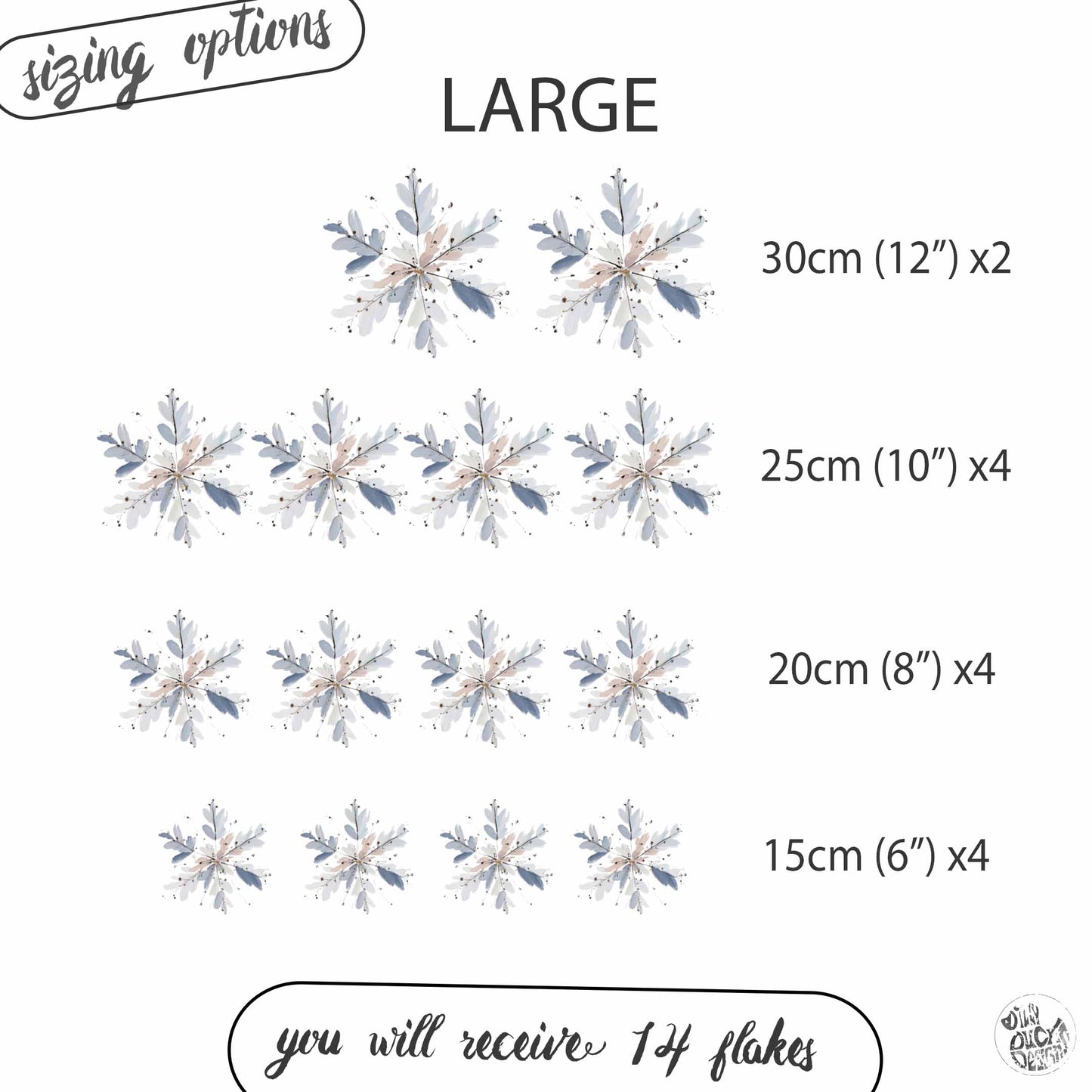 Watercolour Blue Snowflakes - Classy Christmas Window Decoration