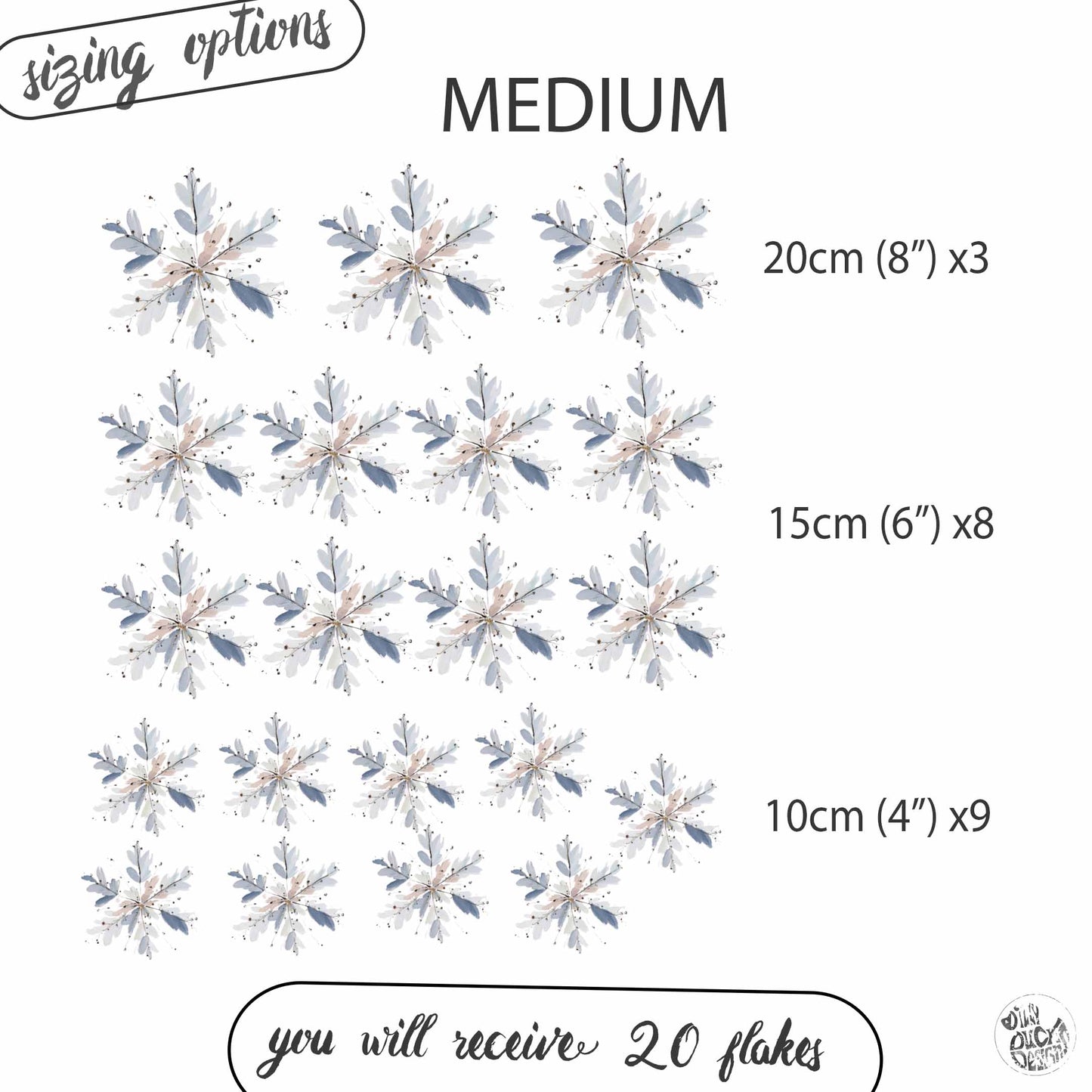 Watercolour Blue Snowflakes - Classy Christmas Window Decoration