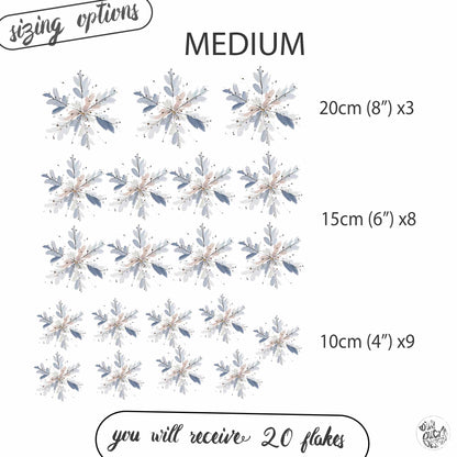 Watercolour Blue Snowflakes - Classy Christmas Window Decoration