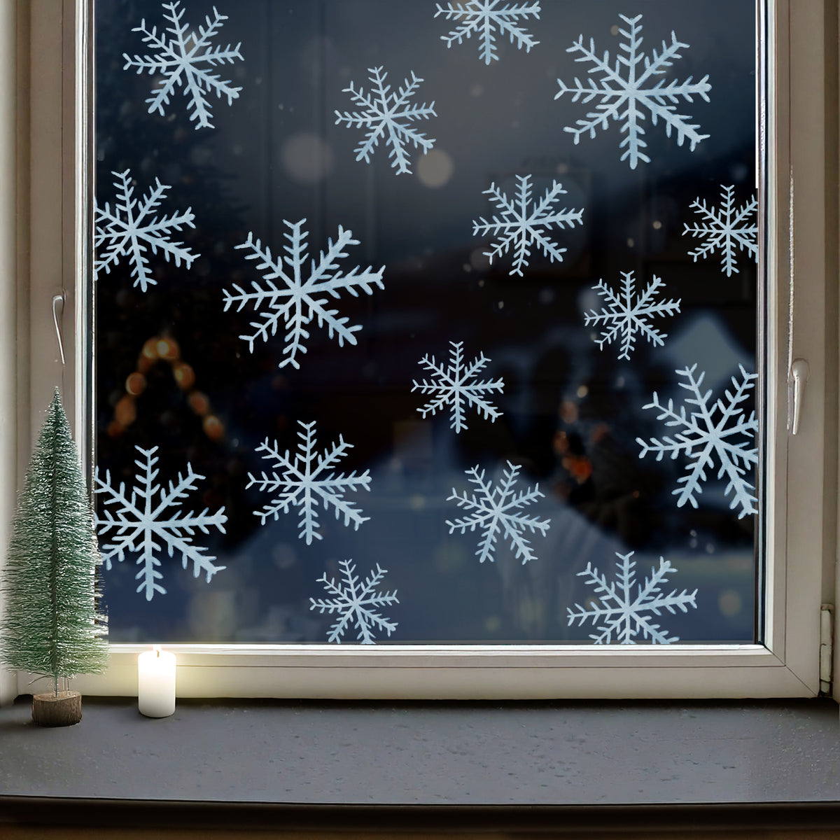 Set of Icy Blue Snowflake Christmas Window Decals