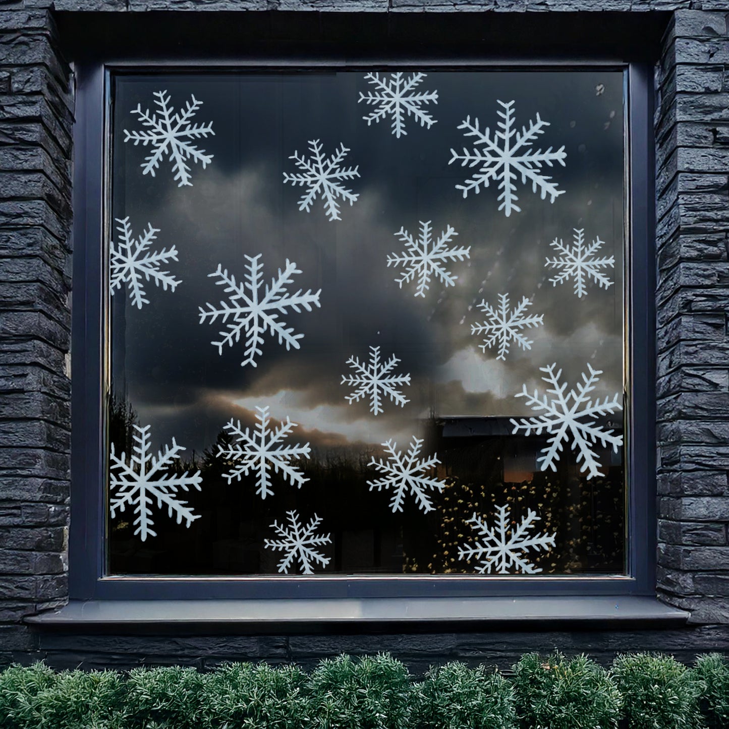 Set of Icy Blue Snowflake Christmas Window Decals