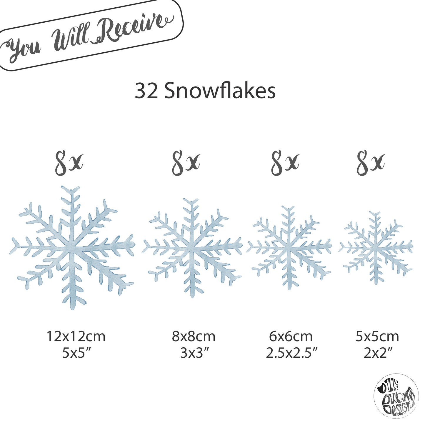 Set of Icy Blue Snowflake Christmas Window Decals