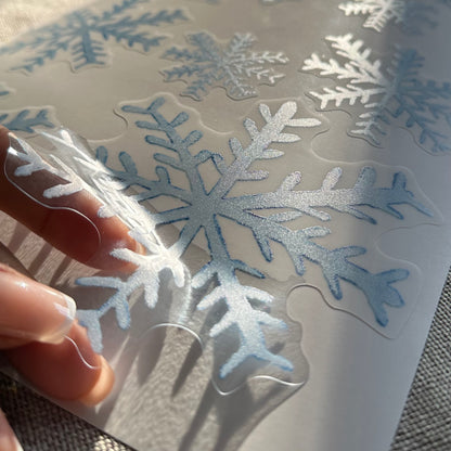 Set of Icy Blue Snowflake Christmas Window Decals