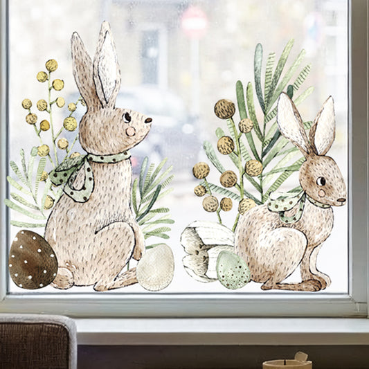 Spring Watercolour Easter Bunny Window Decal Set