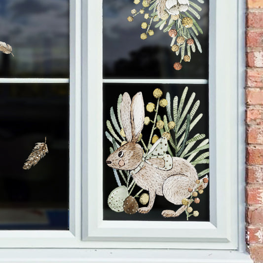 Spring Flower Bunny Easter Window Decal Set