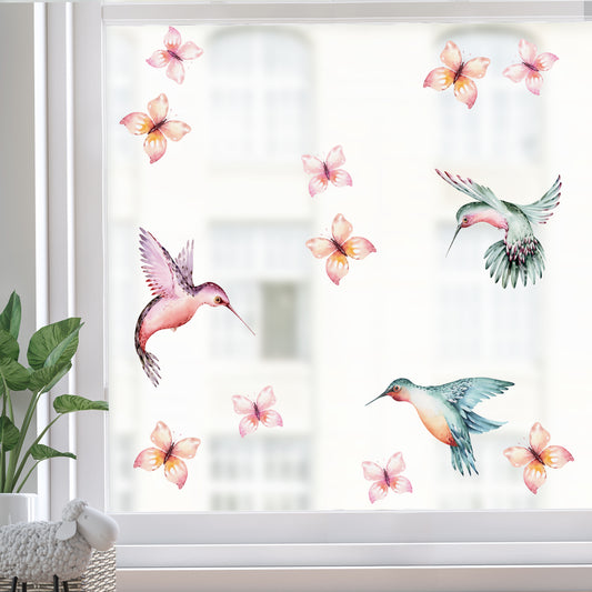 Tropical Bird and Butterfly Window Stickers
