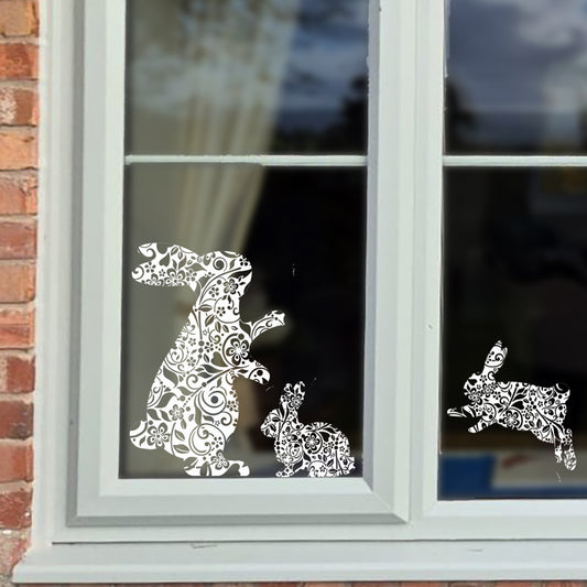 5 x Bunny Window Decals - Floral