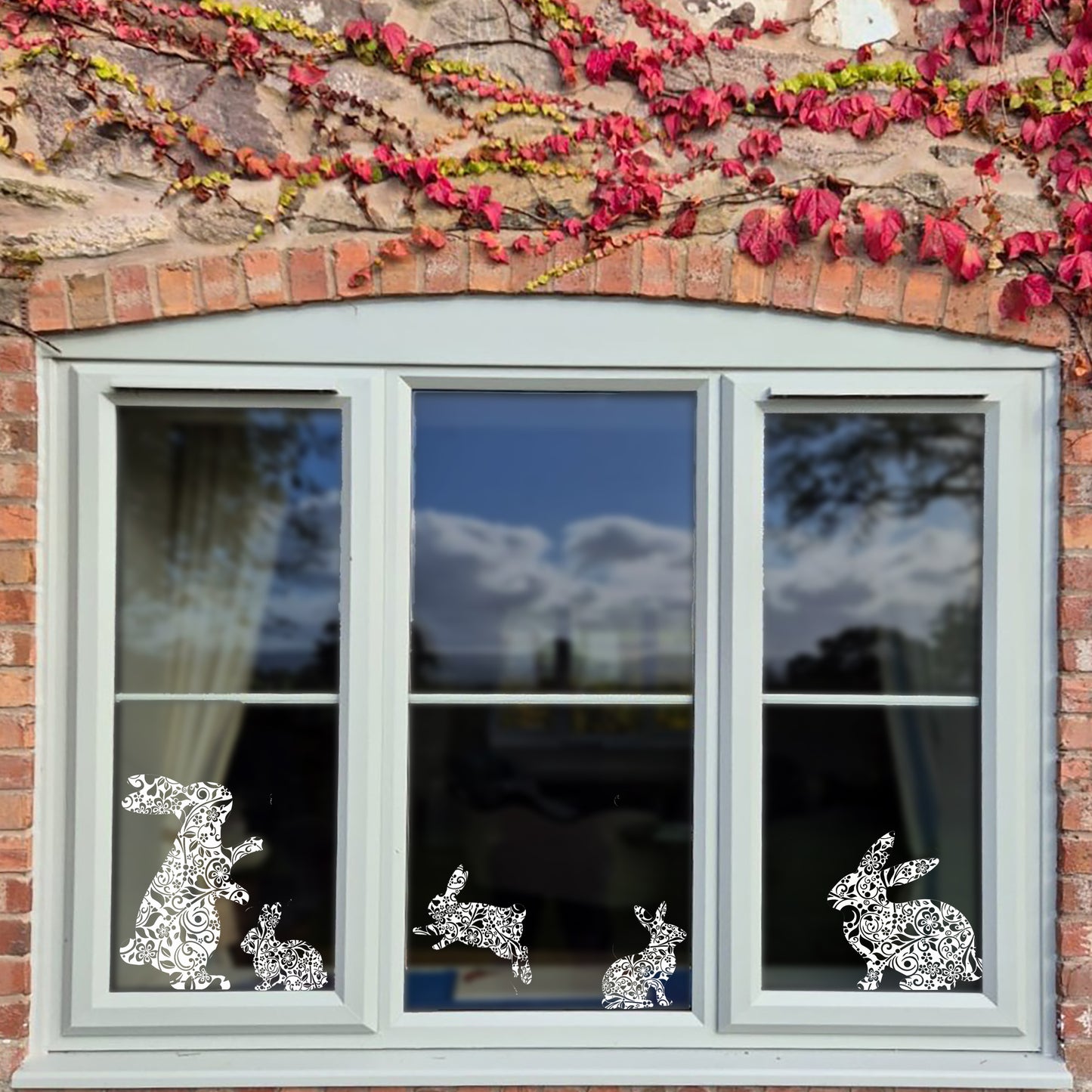 5 x Bunny Window Decals - Floral
