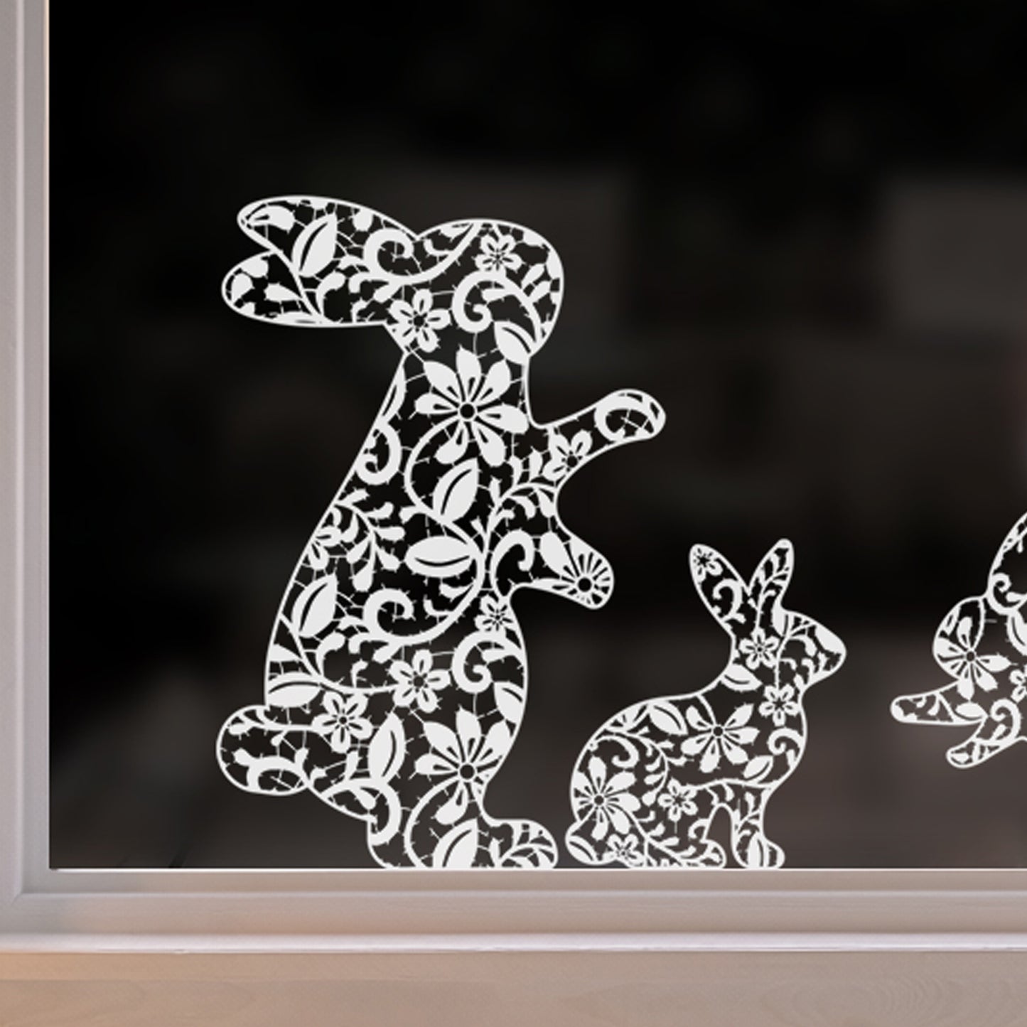 5 x Bunny Window Decals - Lace