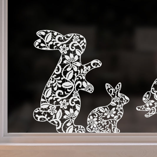 5 x Bunny Window Decals - Lace