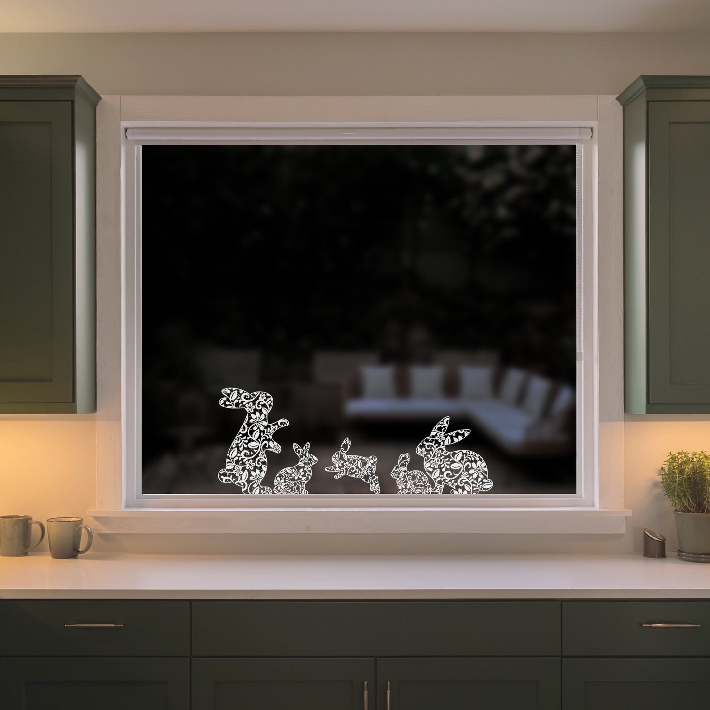 5 x Bunny Window Decals - Lace