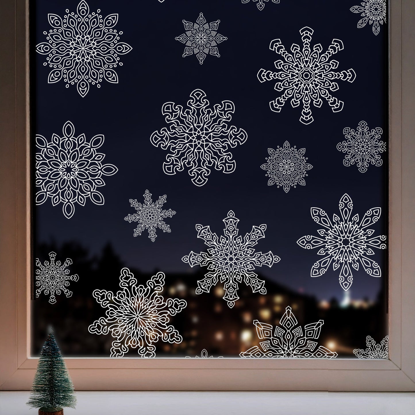 18 Snowflakes Christmas Window Decals