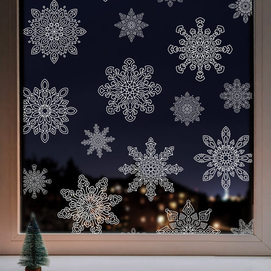 18 Snowflakes Christmas Window Decals