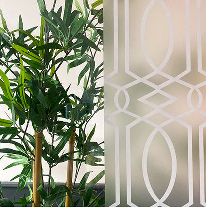 Moroccan Trellis Frosted Window Privacy Film Border