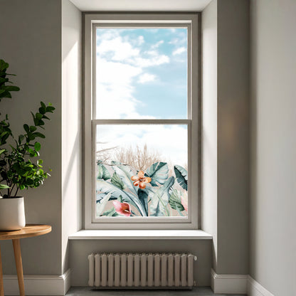 Tropical Leaves Frosted Window Decal Border